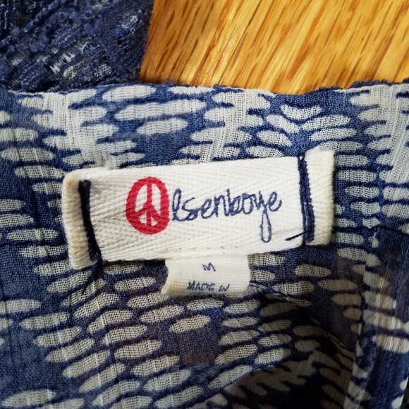 Olsenboye sheer butterfly sleeve blue top Sz M - Picture 4 of 5